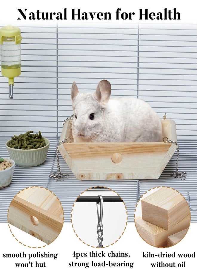Jevnd Natural Wood Chinchilla Hammock for Cage Swing, Chinchilla Bed Hanging, Wooden Chinchilla Toys and Cage Accessories, Chinchilla House Hut Ledges And Platforms Enrichement, Indoor Chinchilla Habitat - Image 3